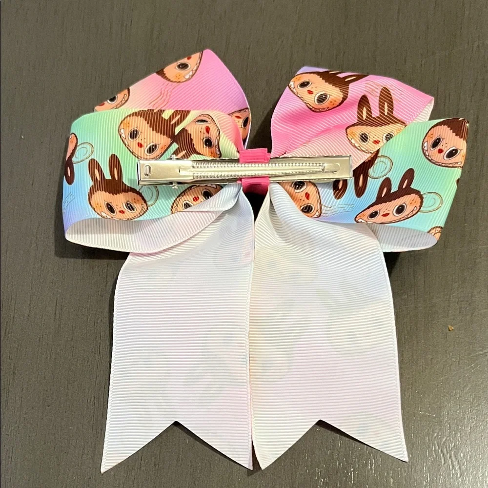 Colorful Cartoon Character Hair Bow labubu Ribbon clip handmade? NWOT